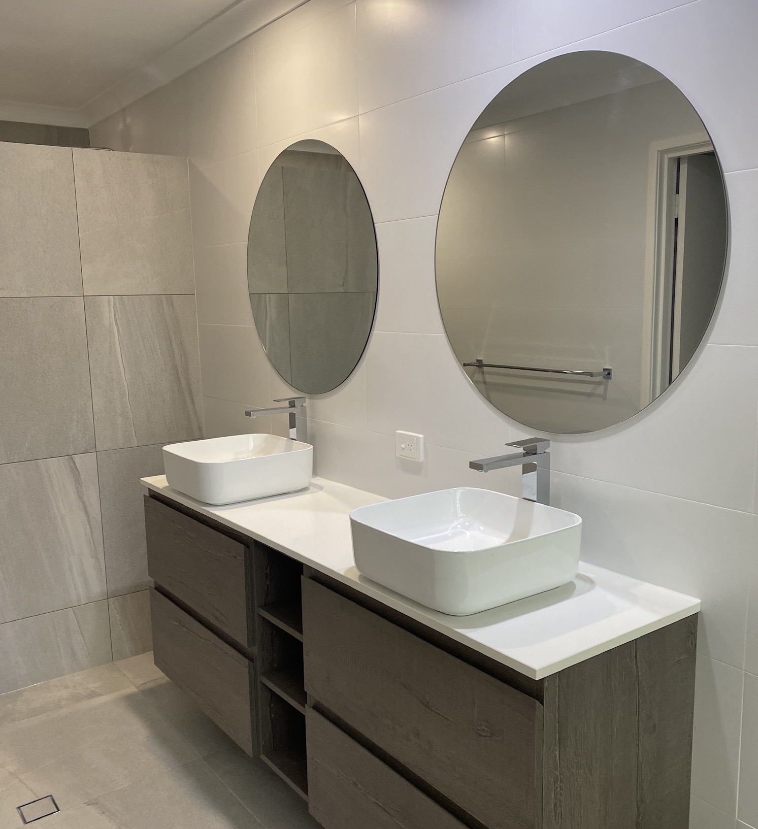 After: Double Vanity & Walk-In Shower